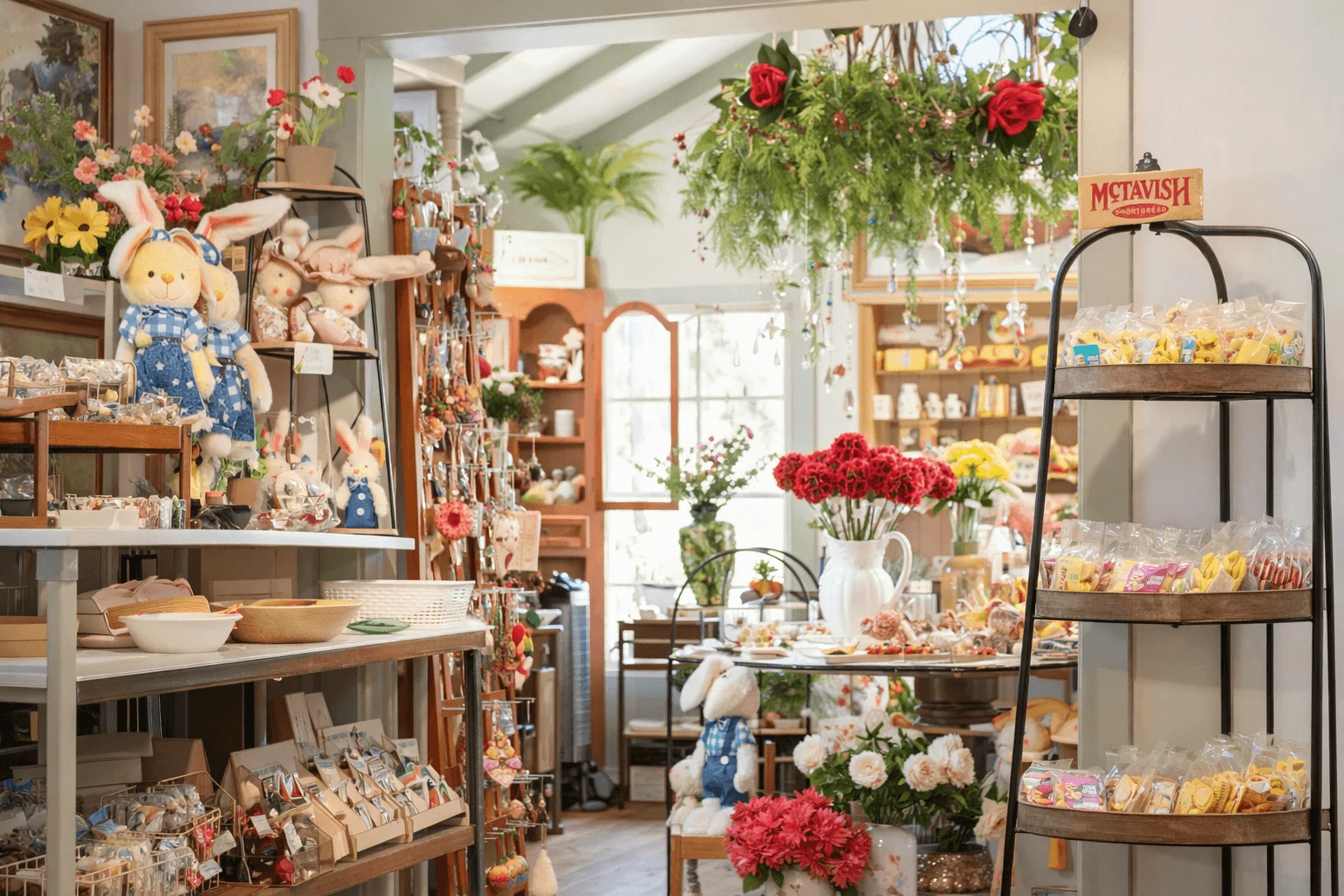 Sunlit rooms filled with flowers, ceramics, greeting cards, and gifts inside Mi Amoré Sedona