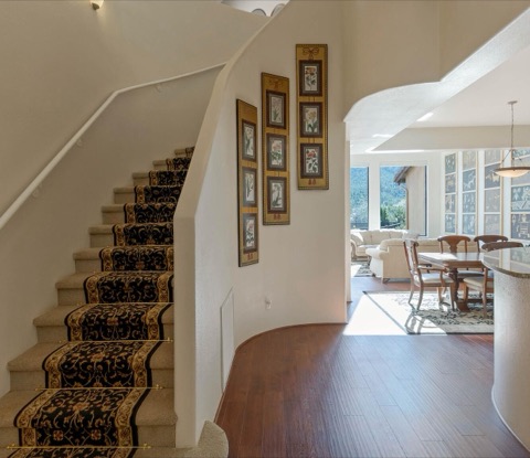 The staircase and dining room